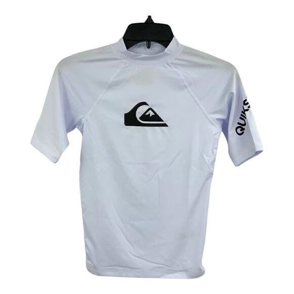 Quiksilver White Short Sleeve Rash Guard Medium NWT $27 MSRP - Picture 1 of 4
